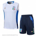 Nuevo Entrenamiento Sin Mangas Conjunto Completo Italia 2024 Blanco Azul Marino Baratas