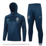 Nuevo Conjunto Completo Chaqueta Con Capucha Brasil 2023 Azul Marino Baratas