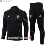Nuevo Conjunto Completo Sudadera Entrenamiento Portugal 2026 Negro Amarillo Baratas