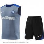 Nuevo Entrenamiento Sin Mangas Conjunto Completo Inter Milan 24/25 Gris Azul Baratas