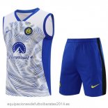 Nuevo Entrenamiento Sin Mangas Conjunto Completo Inter Milan 23/24 Blanco Azul Baratas