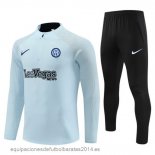 Nuevo Conjunto Completo Sudadera Entrenamiento Niños Inter Milan Jugadores 23/24 Azul Claro Negro Baratas