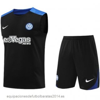 Nuevo Entrenamiento Sin Mangas Conjunto Completo Inter Milan 24/25 Negro Azul Baratas