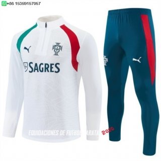 Nuevo Conjunto Completo Sudadera Entrenamiento Niños Portugal 2026 Blanco Verde Rojo Baratas