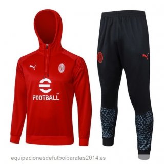 Nuevo Conjunto Completo Chaqueta Con Capucha AC Milan 23/24 Rojo Negro Baratas