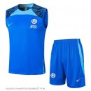 Nuevo Entrenamiento Sin Mangas Conjunto Completo Inter Milan 24/25 Azul Baratas