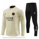 Nuevo Conjunto Completo Sudadera Jugadores Entrenamiento Niños Paris Saint Germain 23/24 Amarillo Negro Baratas