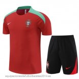 Nuevo Entrenamiento Conjunto Completo Niños Portugal 2024 Rojo Negro Baratas