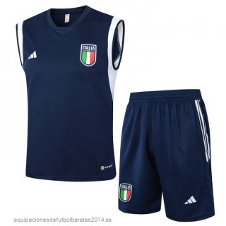 Nuevo Entrenamiento Sin Mangas Conjunto Completo Italia 2024 Azul Marino Baratas