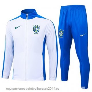 Conjunto Completo Ropa Deportiva Con Cremallera Larga Brasil 2024 Blanco Azul Baratas