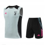 Nuevo Entrenamiento Sin Mangas Conjunto Completo Juventus 24/25 Gris Negro Baratas