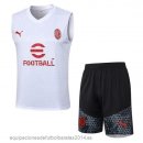 Nuevo Entrenamiento Sin Mangas Conjunto Completo AC Milan 23/24 Blanco Rojo Negro Baratas