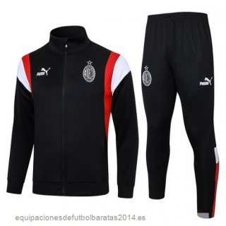 Nuevo Conjunto Completo Ropa Deportiva Con Cremallera Larga AC Milan 23/24 Negro Blanco Rojo Baratas