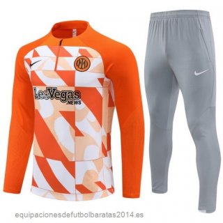 Nuevo Conjunto Completo Sudadera Entrenamiento Inter Milan 23/24 Naranja Gris Baratas