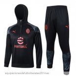 Nuevo Conjunto Completo Chaqueta Con Capucha AC Milan 23/24 Negro Rojo Baratas