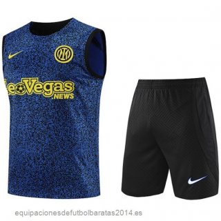 Nuevo Entrenamiento Sin Mangas Conjunto Completo Inter Milan 23/24 Azul Amarillo Negro Baratas