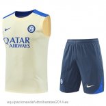 Nuevo Entrenamiento Sin Mangas Conjunto Completo Inter Milan 24/25 Amarillo Gris Baratas