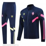 Nuevo Conjunto Completo Ropa Deportiva Con Cremallera Larga Juventus 24/25 Azul Marino Rosa Baratas