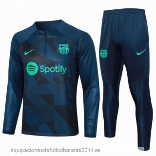 Nuevo Conjunto Completo Sudadera Entrenamiento Niños Barcelona 23/24 Azul Marino Verde Baratas