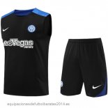 Nuevo Entrenamiento Sin Mangas Conjunto Completo Inter Milan 24/25 Negro Azul Baratas