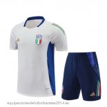 Nuevo Entrenamiento Conjunto Completo Niños Italia 2024 Blanco Azul Marino Baratas