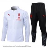 Nuevo Conjunto Completo Ropa Deportiva Con Cremallera Larga AC Milan 23/24 Blanco Negro Baratas