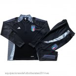 Nuevo Conjunto Completo Sudadera Entrenamiento Italia 2024 Negro Gris Baratas