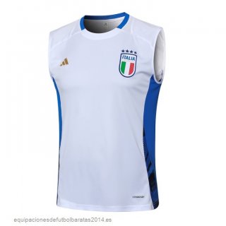 Nuevo Entrenamiento Sin Mangas Italia 2024 Blanco Azul Baratas