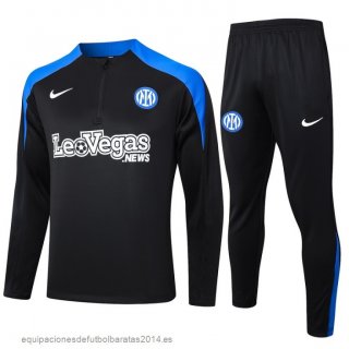 Nuevo Conjunto Completo Sudadera Entrenamiento Inter Milan 24/25 Negro Azul Baratas