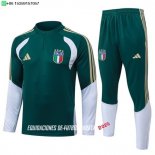 Nuevo Conjunto Completo Sudadera Entrenamiento Niños Italia 2026 Verde Blanco Baratas