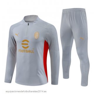 Nuevo Conjunto Completo Sudadera Entrenamiento AC Milan 24/25 Gris Baratas