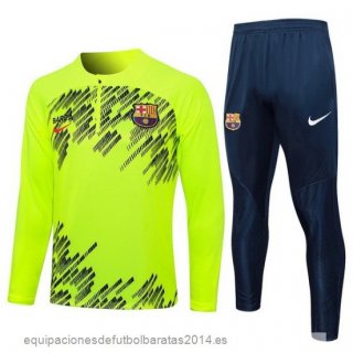 Nuevo Conjunto Completo Sudadera Entrenamiento Barcelona 23/24 Verde Fluorescente Baratas