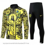 Conjunto Completo Sudadera Entrenamiento Brasil 2024 Amarillo Negro Baratas