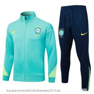 Conjunto Completo Ropa Deportiva Con Cremallera Larga Brasil 2024 Verde Azul Baratas