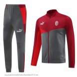 Nuevo Conjunto Completo Ropa Deportiva Con Cremallera Larga AC Milan 24/25 Rojo Gris Baratas