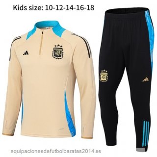 Nuevo Conjunto Completo Sudadera Entrenamiento Niños Argentina 2024 Amarillo Negro Baratas