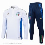 Nuevo Conjunto Completo Sudadera Entrenamiento Italia 2024 Blanco Azul Marino Baratas