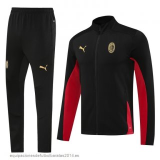 Nuevo Conjunto Completo Ropa Deportiva Con Cremallera Larga AC Milan 24/25 Negro Rojo Baratas