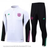 Nuevo Conjunto Completo Sudadera Entrenamiento Niños Bayern Munich 23/24 Blanco Negro Purpura Baratas