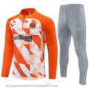 Nuevo Conjunto Completo Sudadera Entrenamiento Niños Inter Milan 23/24 Naranja Gris Baratas