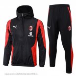 Nuevo Conjunto Completo Rompevientos AC Milan 24/25 Negro Rojo Baratas