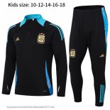 Nuevo Conjunto Completo Sudadera Entrenamiento Niños Argentina 2024 Negro Azul Baratas