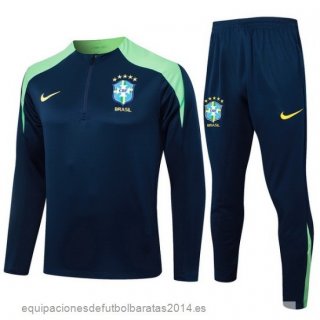 Conjunto Completo Sudadera Entrenamiento Brasil 2024 Azul Marino I Verde Baratas