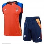 Nuevo Entrenamiento Sin Mangas Conjunto Completo Juventus 24/25 Naranja Azul Baratas