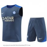 Nuevo Entrenamiento Sin Mangas Conjunto Completo Inter Milan 24/25 Gris I Azul Baratas