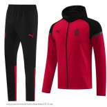 Nuevo Conjunto Completo Chaqueta Con Capucha AC Milan 24/25 Negro Rojo Baratas