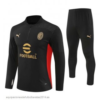 Nuevo Conjunto Completo Sudadera Entrenamiento Niños AC Milan 24/25 Negro Baratas