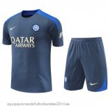 Nuevo Entrenamiento Conjunto Completo Inter Milan 24/25 Gris Azul Baratas