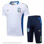 Nuevo Entrenamiento Conjunto Completo Italia 2024 Blanco Azul Marino Baratas