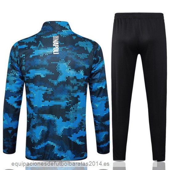 Conjunto Completo Ropa Deportiva Con Cremallera Larga Napoli 24/25 Azul I Negro Baratas